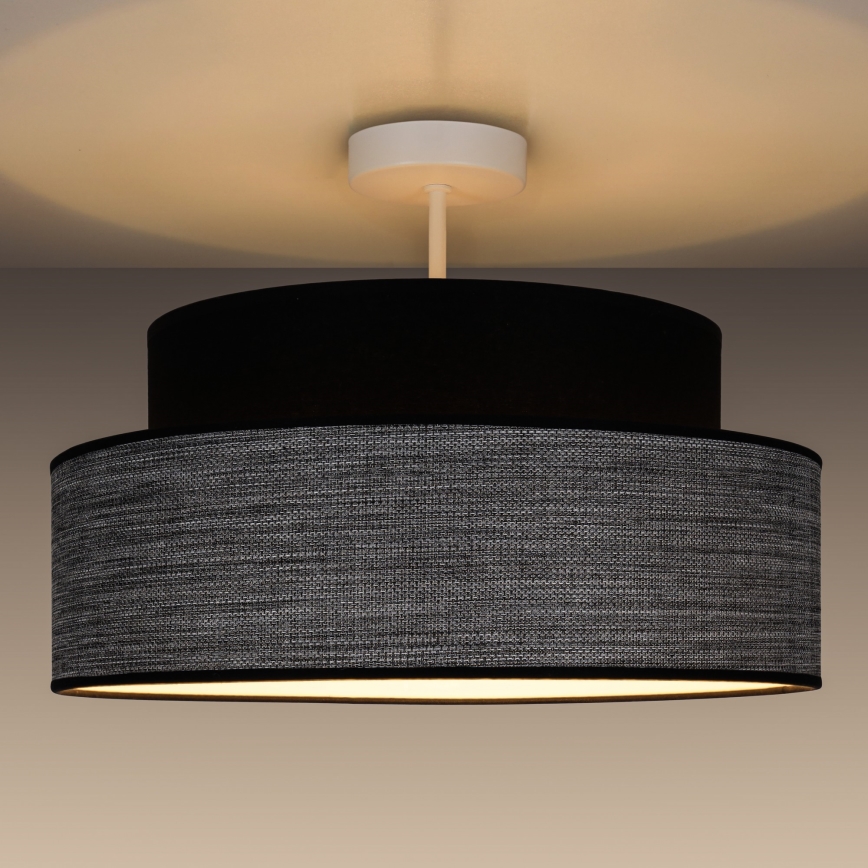 Ytmonterad ljuskrona GRACE 1xE27/60W/230V diameter 40 cm svart/grå