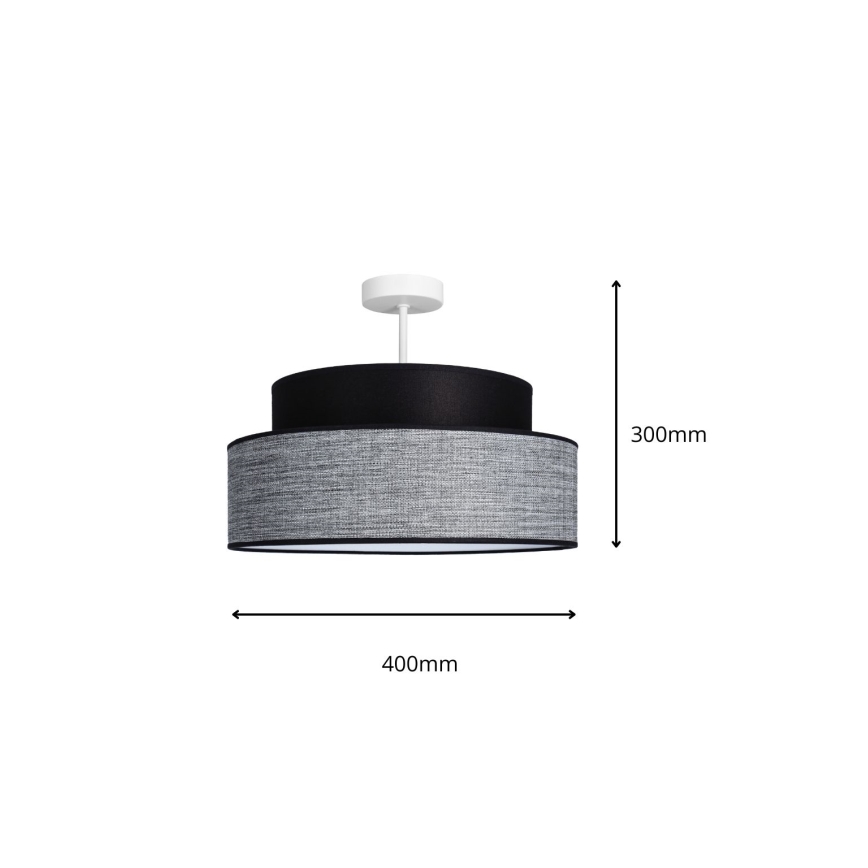 Ytmonterad ljuskrona GRACE 1xE27/60W/230V diameter 40 cm svart/grå