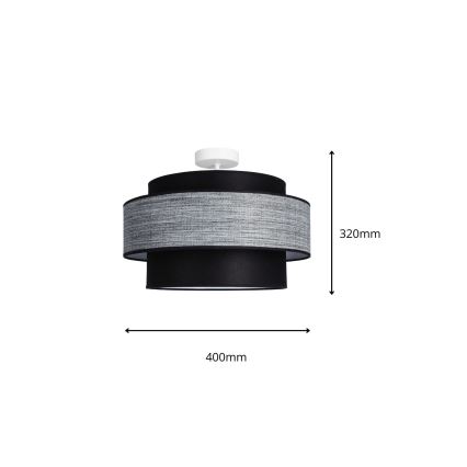 Ytmonterad ljuskrona GRACE 1xE27/60W/230V diameter 40 cm svart/grå