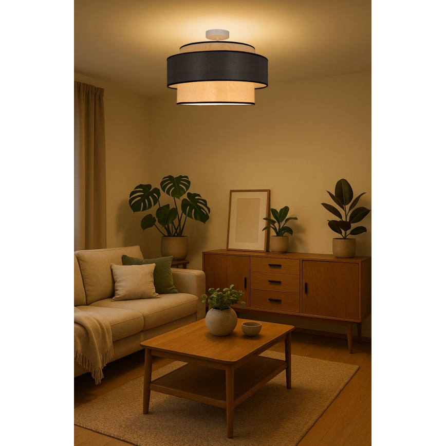 Ytmonterad ljuskrona GRACE 1xE27/60W/230V grädde/grå