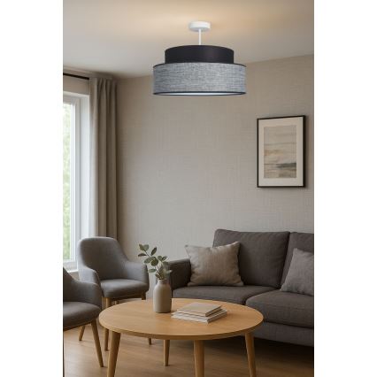 Ytmonterad ljuskrona GRACE 1xE27/60W/230V svart/grå