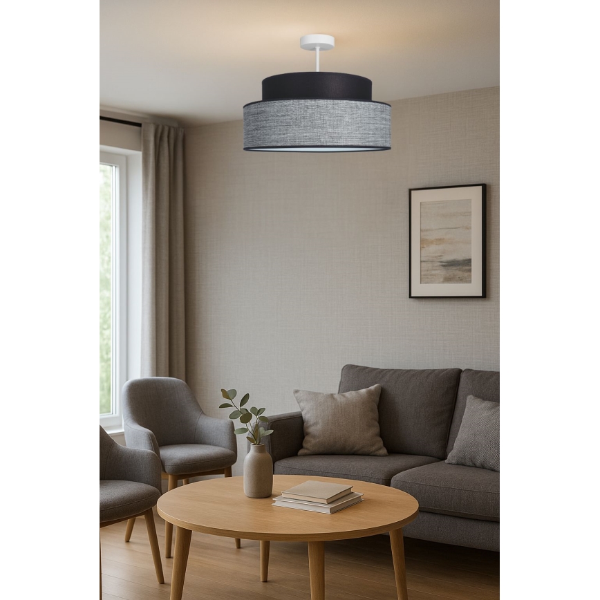 Ytmonterad ljuskrona GRACE 1xE27/60W/230V svart/grå