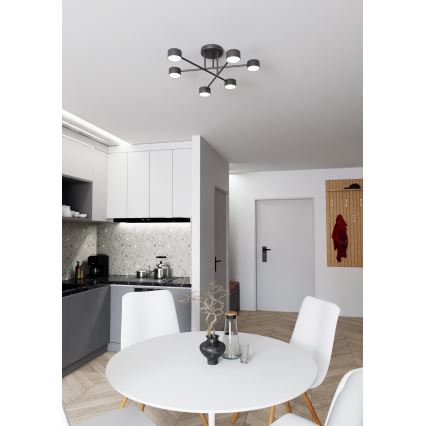 Ytmonterad ljuskrona HALO 6xGX53/8W/230V svart
