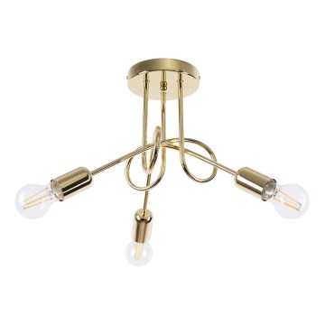 Ytmonterad ljuskrona LOOP 3xE27/15W/230V guld