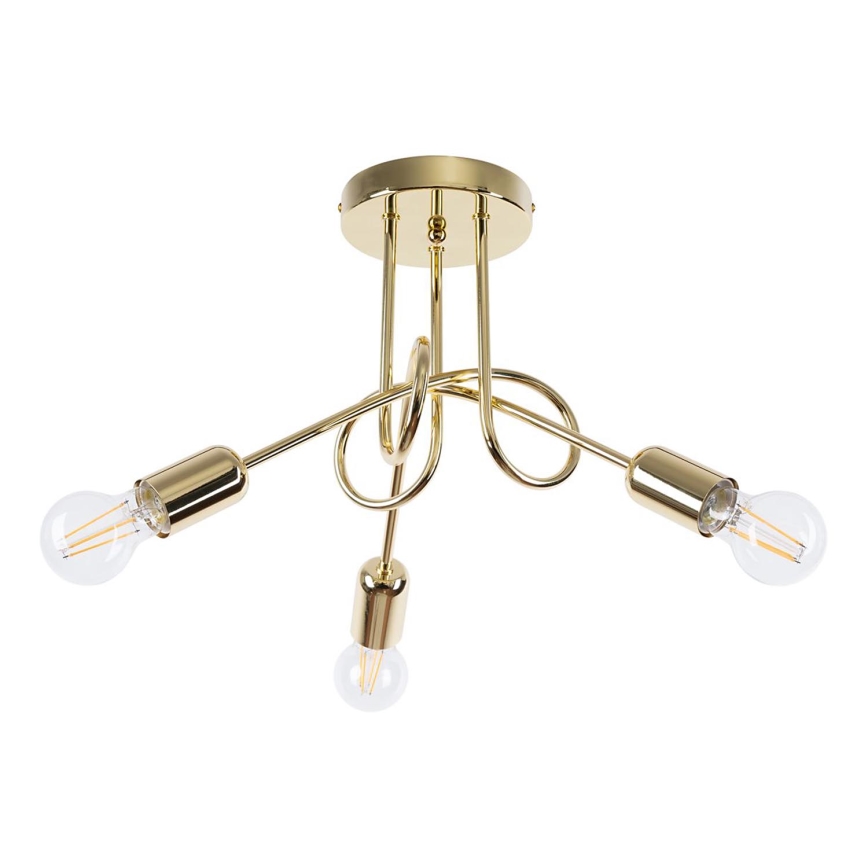 Ytmonterad ljuskrona LOOP 3xE27/15W/230V guld