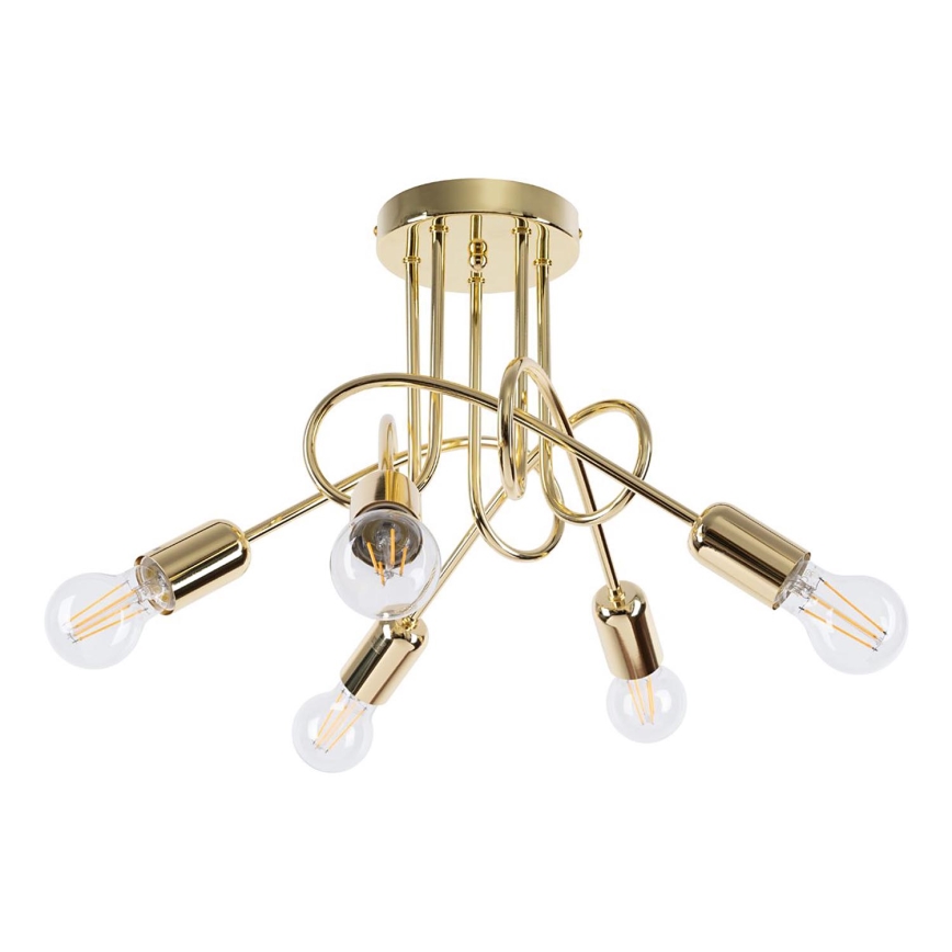 Ytmonterad ljuskrona LOOP 5xE27/15W/230V guld