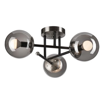 Ytmonterad ljuskrona MALENA 3xE14/5W/230V svart/grå