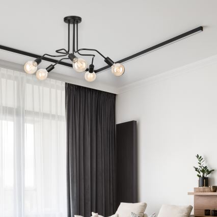 Ytmonterad ljuskrona MATYLDA 5xE27/60W/230V svart