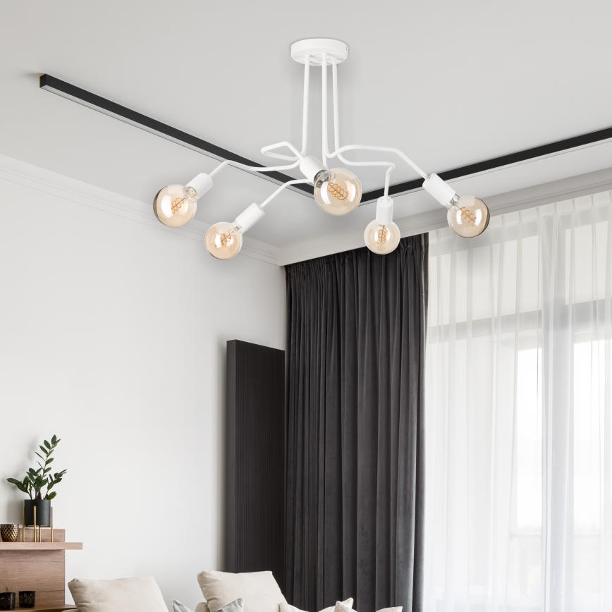 Ytmonterad ljuskrona MATYLDA 5xE27/60W/230V vit