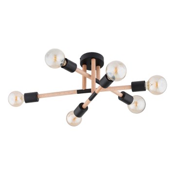 Ytmonterad ljuskrona OTELLO 6xE27/15W/230V svart/beige