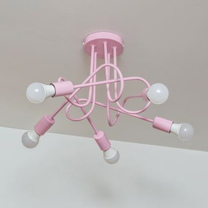 Ytmonterad ljuskrona OXFORD 5xE27/15W/230V rosa