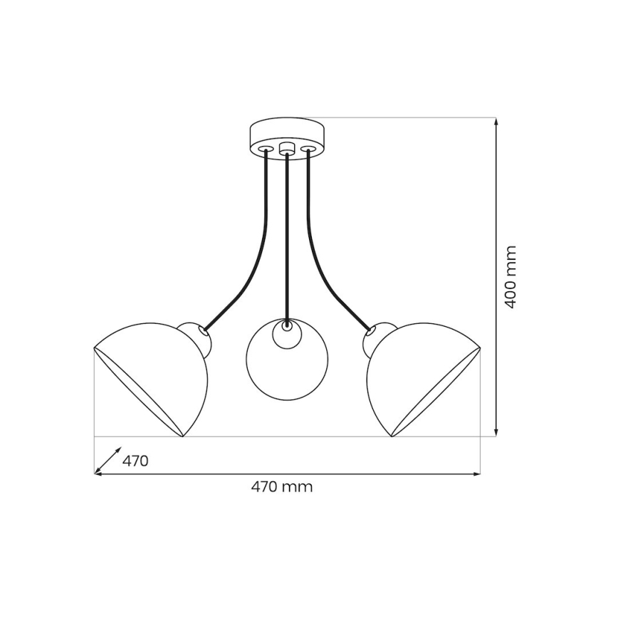 Ytmonterad ljuskrona QUEEN 3xE27/15W/230V svart
