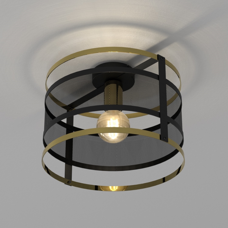 Ytmonterad ljuskrona RIM 1xE27/60W/230V svart/guld