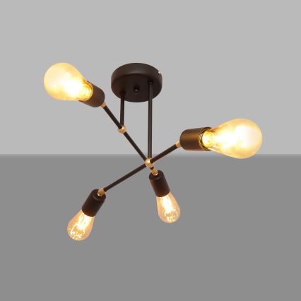 Ytmonterad ljuskrona rosorTTE 4xE27/15W/230V svart/guld
