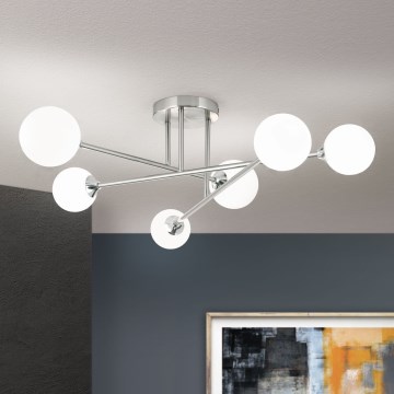 Ytmonterad ljuskrona SNOWWHITE 6xG9/20W/230V diameter 84 cm matt krom