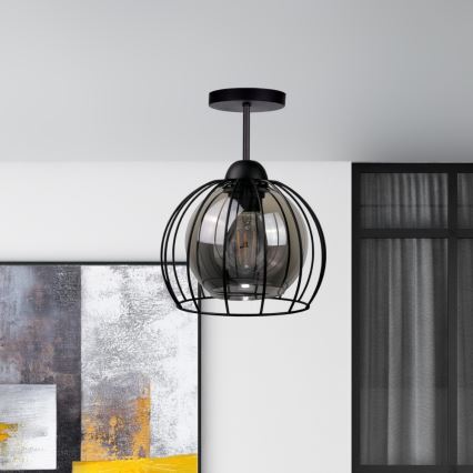 Ytmonterad ljuskrona SOLO BLACK 1xE27/60W/230V svart/rökig