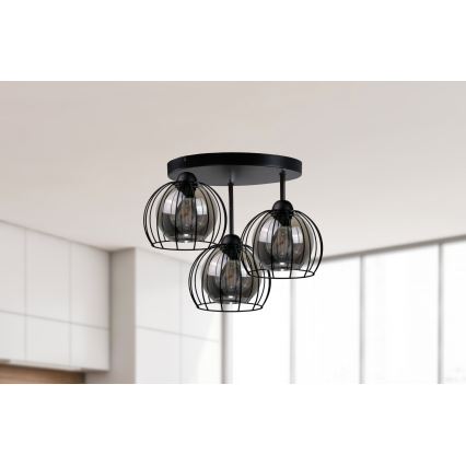 Ytmonterad ljuskrona SOLO BLACK 3xE27/60W/230V diameter 30 cm