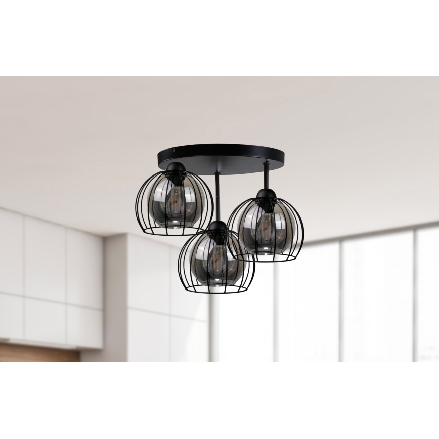 Ytmonterad ljuskrona SOLO BLACK 3xE27/60W/230V diameter 30 cm