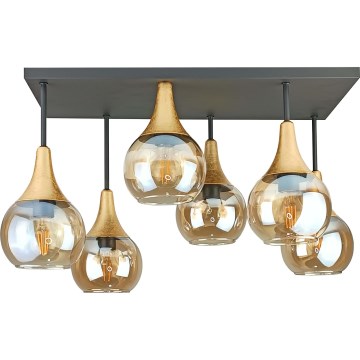 Ytmonterad ljuskrona SOMA 6xE27/60W/230V svart/guld/rökig beige