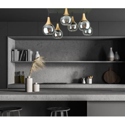 Ytmonterad ljuskrona SOMA 6xE27/60W/230V svart/guld/rökig svart