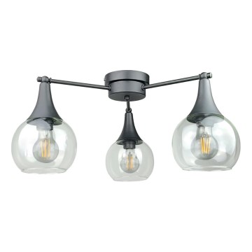 Ytmonterad ljuskrona STAR 3xE27/60W/230V svart/genomskinlig