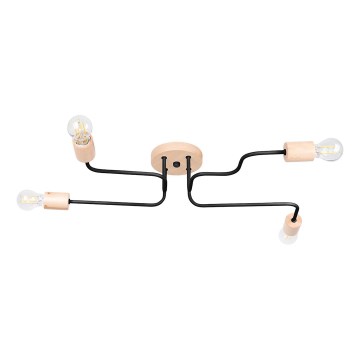 Ytmonterad ljuskrona TIMBO 4xE27/15W/230V svart/beige/bok