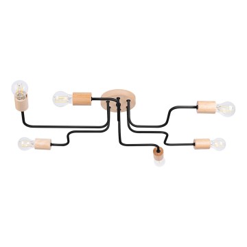 Ytmonterad ljuskrona TIMBO 6xE27/15W/230V svart/beige/bok