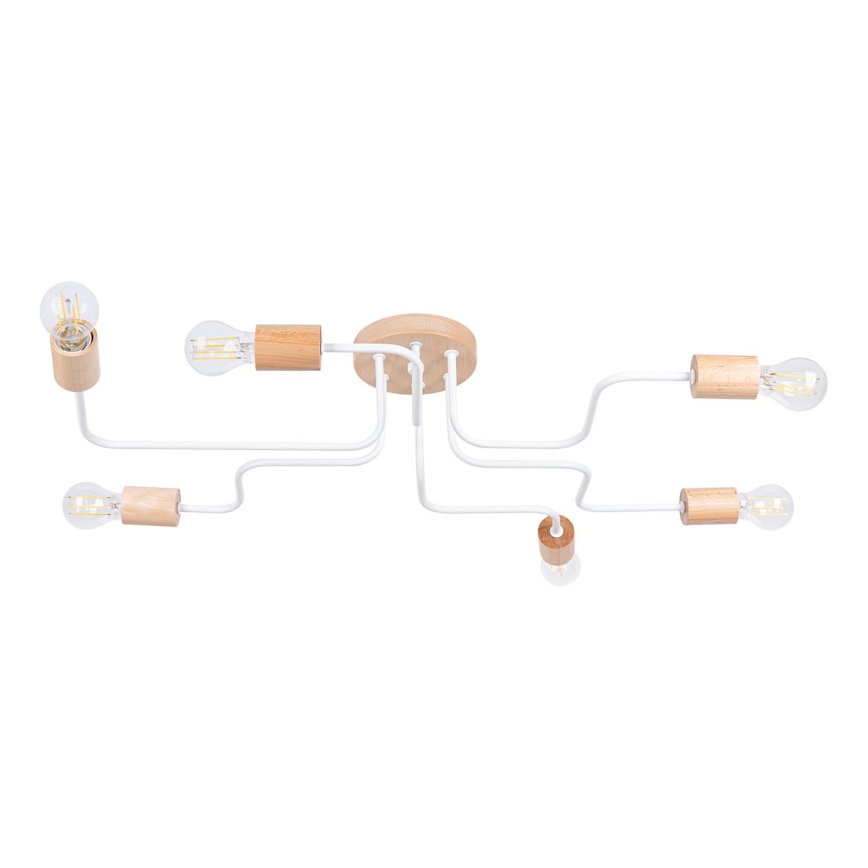 Ytmonterad ljuskrona TIMBO 6xE27/15W/230V vit/beige/bok