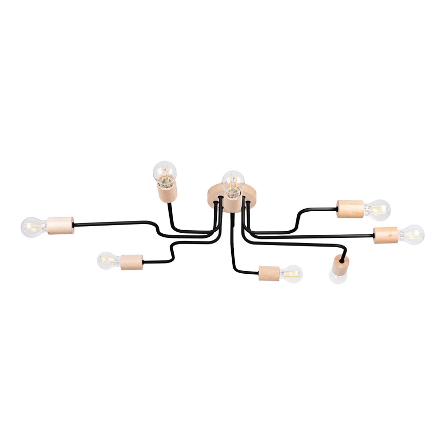 Ytmonterad ljuskrona TIMBO 8xE27/15W/230V svart/beige/bok