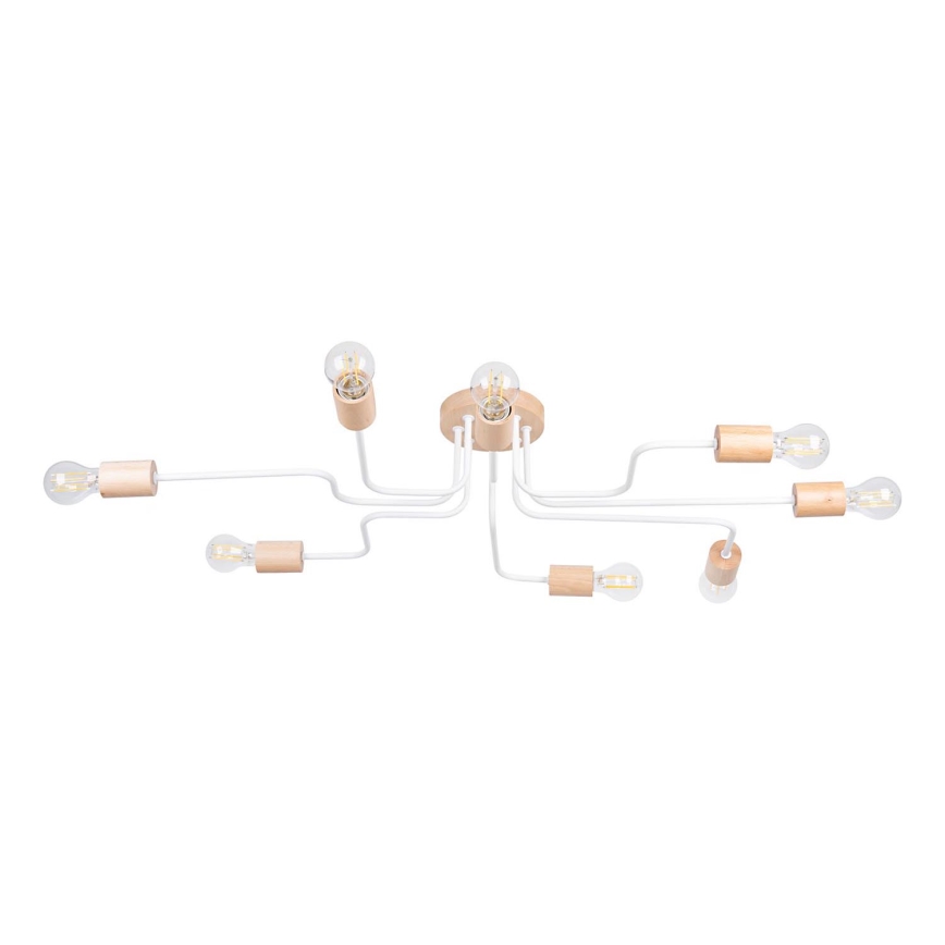 Ytmonterad ljuskrona TIMBO 8xE27/15W/230V vit/beige/bok