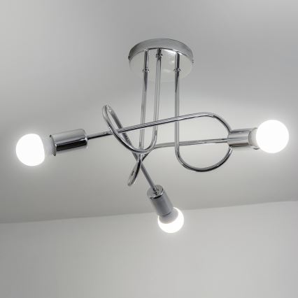 Ytmonterad takkrona OXFORD 3xE27/15W/230V polerad krom