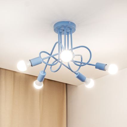 Ytmonterad takkrona OXFORD 5xE27/15W/230V blå