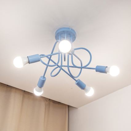 Ytmonterad takkrona OXFORD 5xE27/15W/230V blå