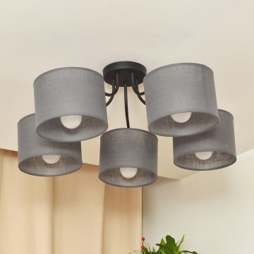 Ytmonterad taklampa ALBA 5xE27/15W/230V grå