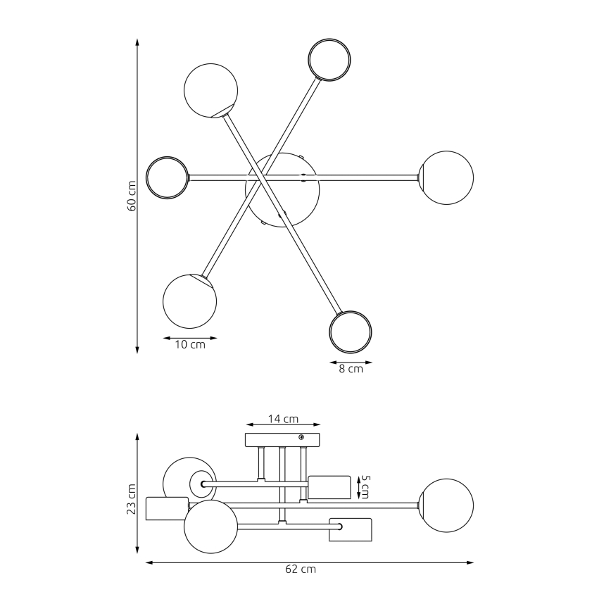 Ytmonterad taklampa HOLON 3xG9/8W/230V + 3xGX53/12W svart