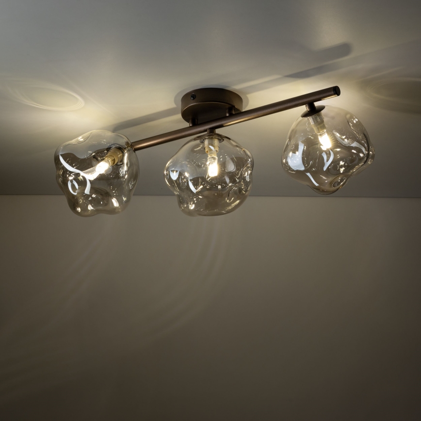 Ytmonterad taklampa LAVA 3xG9/8W/230V brons/rökbeige
