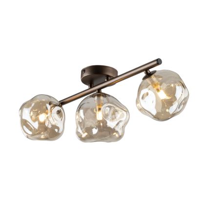 Ytmonterad taklampa LAVA 3xG9/8W/230V brons/rökbeige