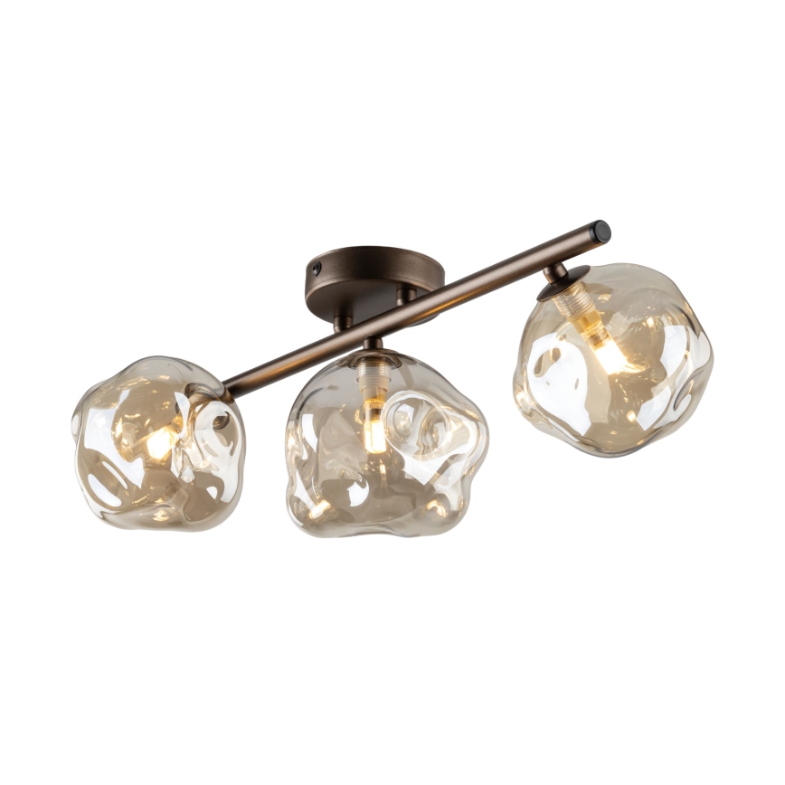 Ytmonterad taklampa LAVA 3xG9/8W/230V brons/rökbeige