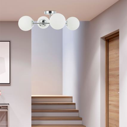 Ytmonterad taklampa MADDIE 4xE14/5W/230V, blank krom