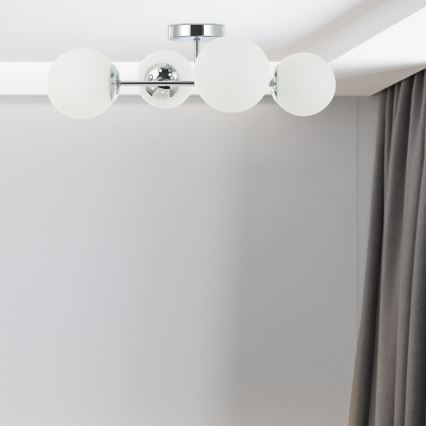 Ytmonterad taklampa MADDIE 4xE14/5W/230V, blank krom