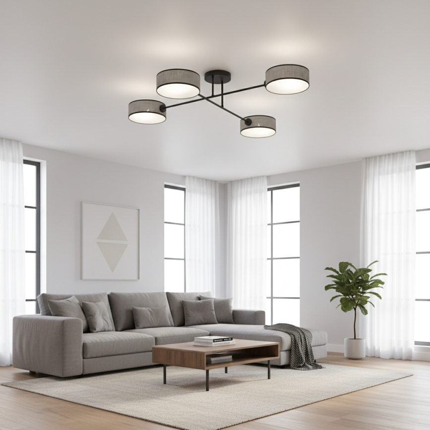 Ytmonterad taklampa MAGA 4xE14/10W/230V, grå