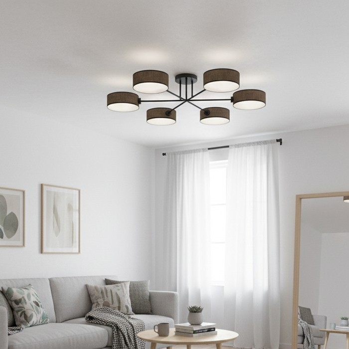 Ytmonterad taklampa MAGA 6xE14/10W/230V brun