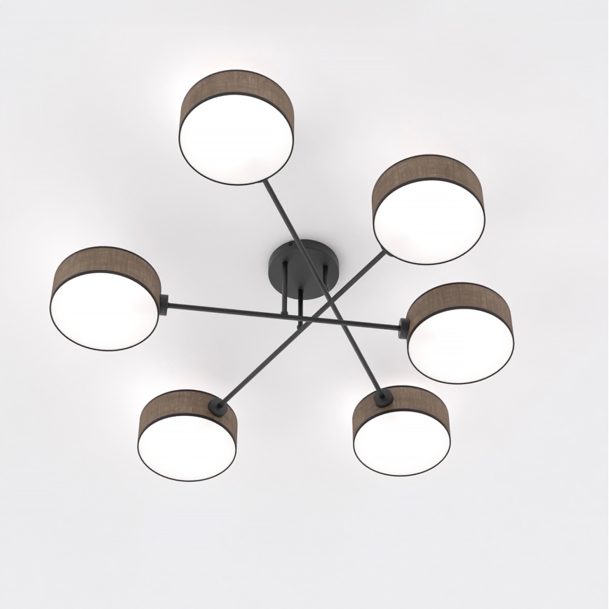 Ytmonterad taklampa MAGA 6xE14/10W/230V brun