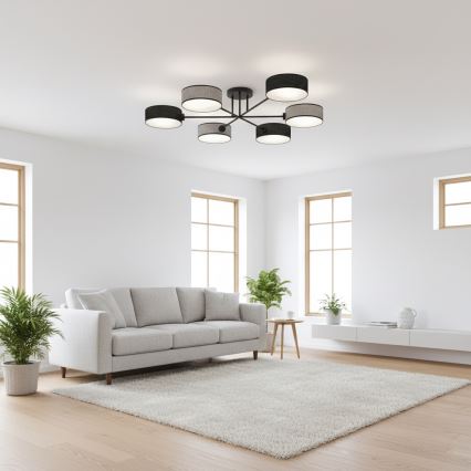 Ytmonterad taklampa MAGA 6xE14/10W/230V svart/grå