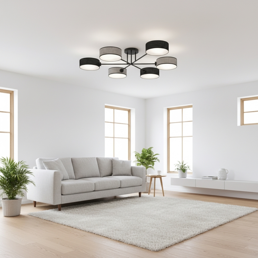 Ytmonterad taklampa MAGA 6xE14/10W/230V svart/grå