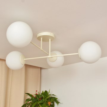 Ytmonterad taklampa MOON 4xE27/15W/230V krämfärgad