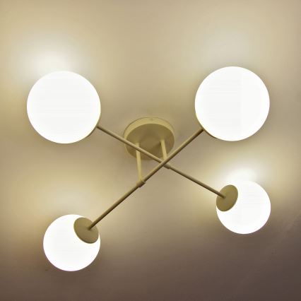Ytmonterad taklampa MOON 4xE27/15W/230V krämfärgad