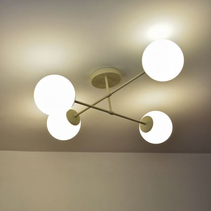Ytmonterad taklampa MOON 4xE27/15W/230V krämfärgad
