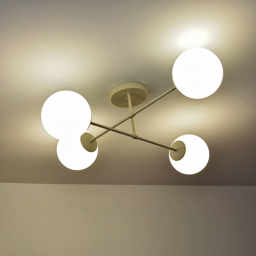 Ytmonterad taklampa MOON 4xE27/15W/230V krämfärgad