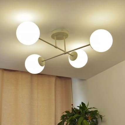 Ytmonterad taklampa MOON 4xE27/15W/230V krämfärgad